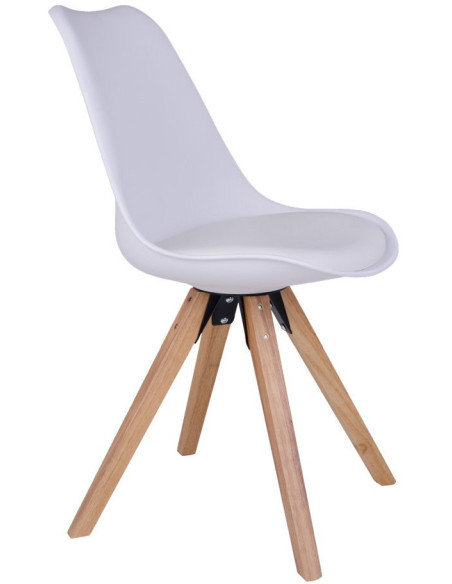 Chaise scandinave Polyuréthane Plastique résistant Blanc Bois d'hévéa Naturel Bergen (Lot de 2) House Nordic - 2