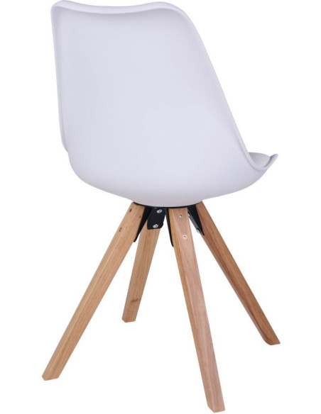 Chaise scandinave Polyuréthane Plastique résistant Blanc Bois d'hévéa Naturel Bergen (Lot de 2) House Nordic - 3