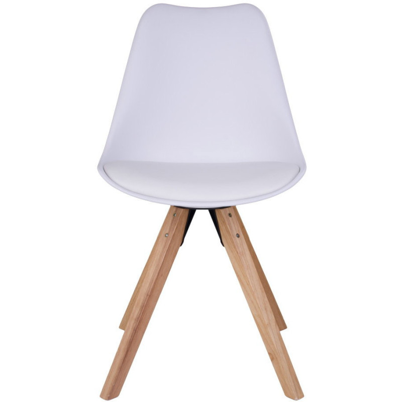 Chaise scandinave Polyuréthane Plastique résistant Blanc Bois d'hévéa Naturel Bergen (Lot de 2) House Nordic - 4