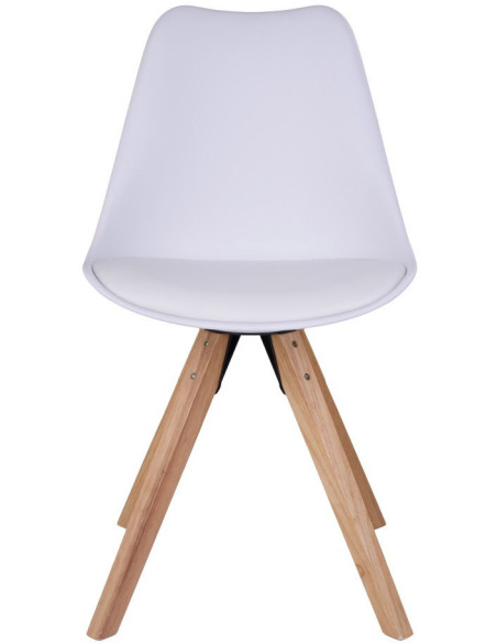 Chaise scandinave Polyuréthane Plastique résistant Blanc Bois d'hévéa Naturel Bergen (Lot de 2) House Nordic - 4