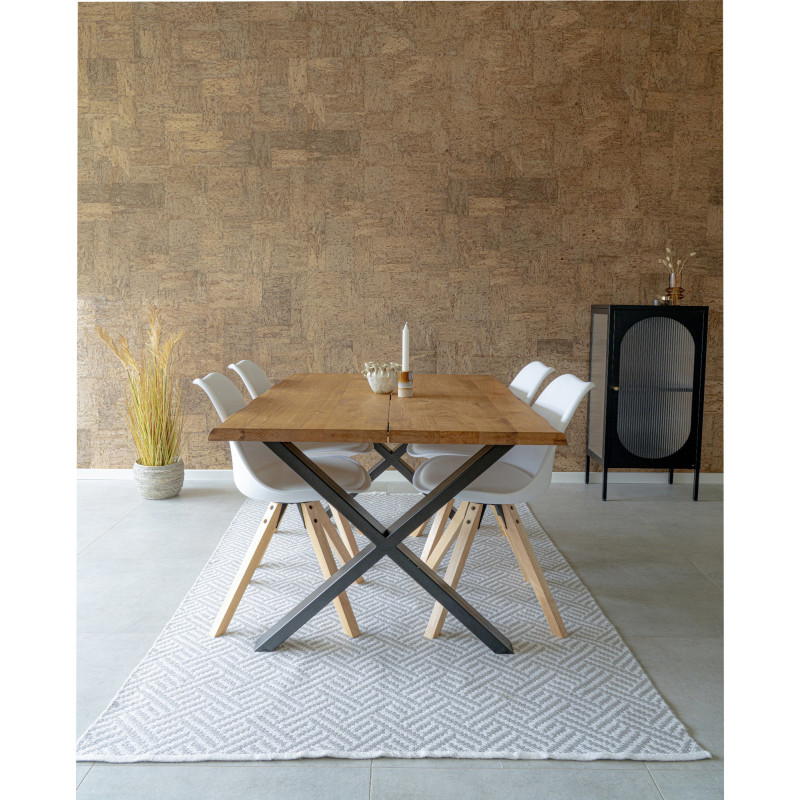Chaise scandinave Polyuréthane Plastique résistant Blanc Bois d'hévéa Naturel Bergen (Lot de 2) House Nordic - 6