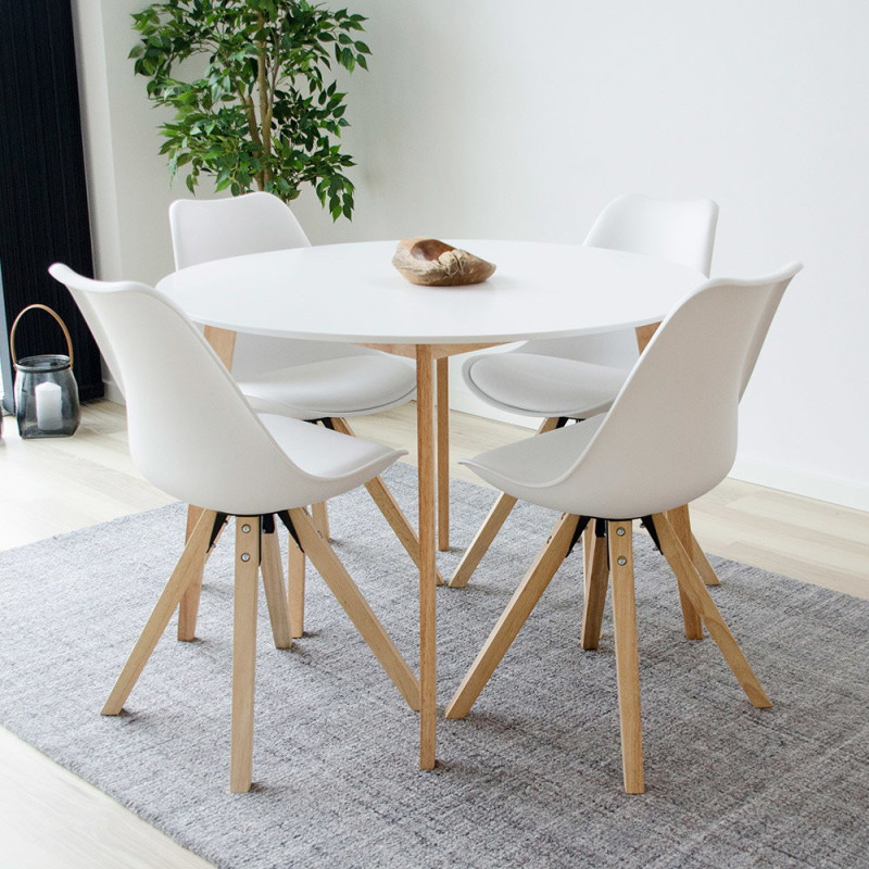 Chaise scandinave Polyuréthane Plastique résistant Blanc Bois d'hévéa Naturel Bergen (Lot de 2) House Nordic - 7