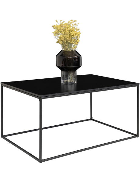Table basse moderne Rectangulaire Métal Panneau de particules Feuille de mélamine Noir Vita 