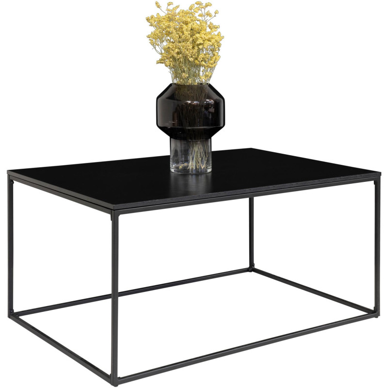 Table basse moderne Rectangulaire Métal Panneau de particules Feuille de mélamine Noir Vita 