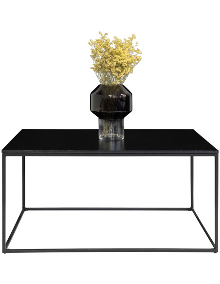 Table basse moderne Rectangulaire Métal Panneau de particules Feuille de mélamine Noir Vita 