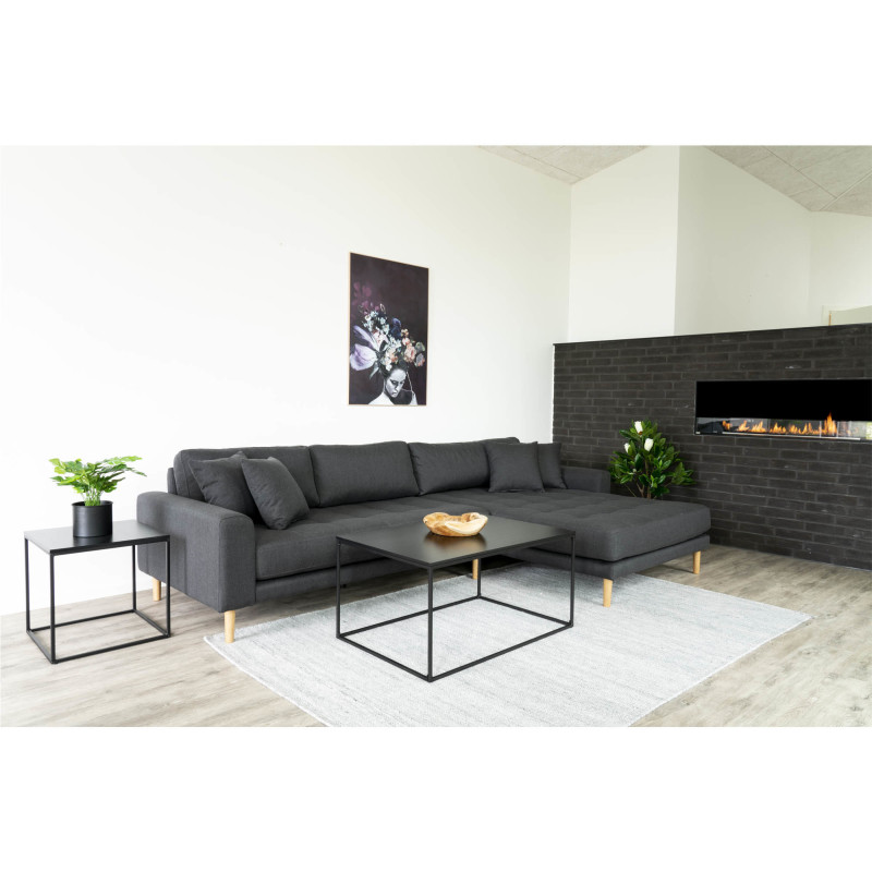Table basse moderne Rectangulaire Métal Panneau de particules Feuille de mélamine Noir Vita 