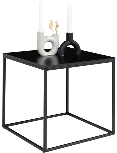 Table d'appoint moderne Carrée Métal Panneau de particules Feuille de mélamine Noir Vita 