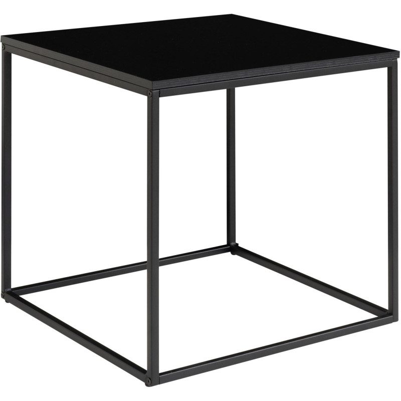 Table d'appoint moderne Carrée Métal Panneau de particules Feuille de mélamine Noir Vita 