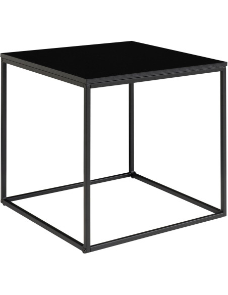 Table d'appoint moderne Carrée Métal Panneau de particules Feuille de mélamine Noir Vita 