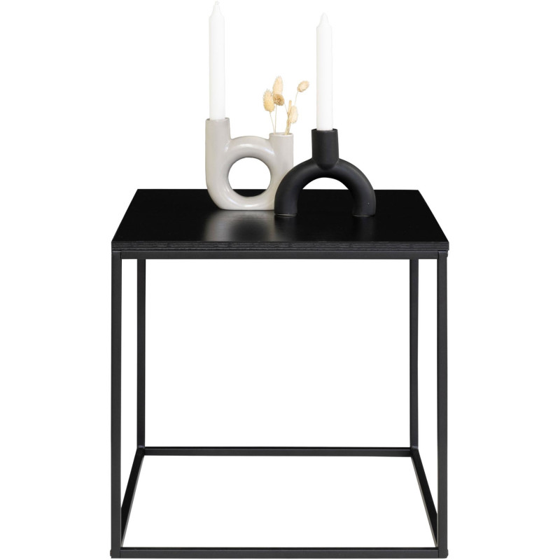 Table d'appoint moderne Carrée Métal Panneau de particules Feuille de mélamine Noir Vita 