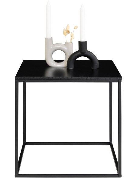 Table d'appoint moderne Carrée Métal Panneau de particules Feuille de mélamine Noir Vita 
