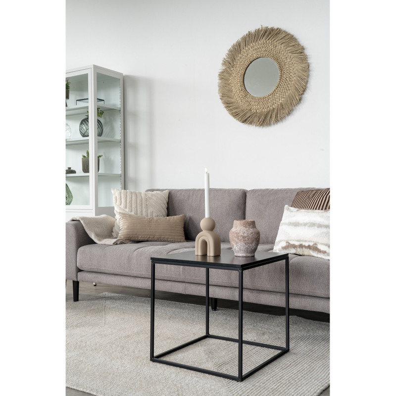 Table d'appoint moderne Carrée Métal Panneau de particules Feuille de mélamine Noir Vita 