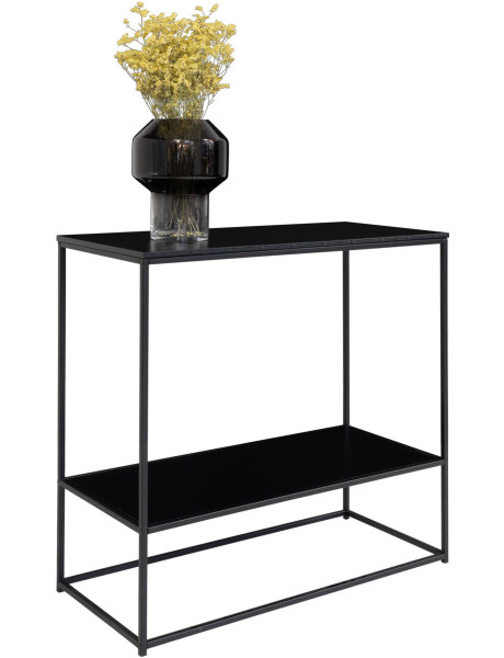 Console moderne Rectangulaire 1 étagère Métal Panneau de particules Feuille de mélamine Noir Vita 