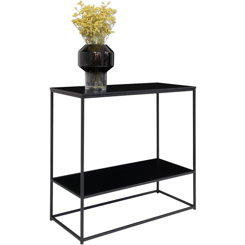 Console moderne Rectangulaire 1 étagère Métal Panneau de particules Feuille de mélamine Noir Vita 