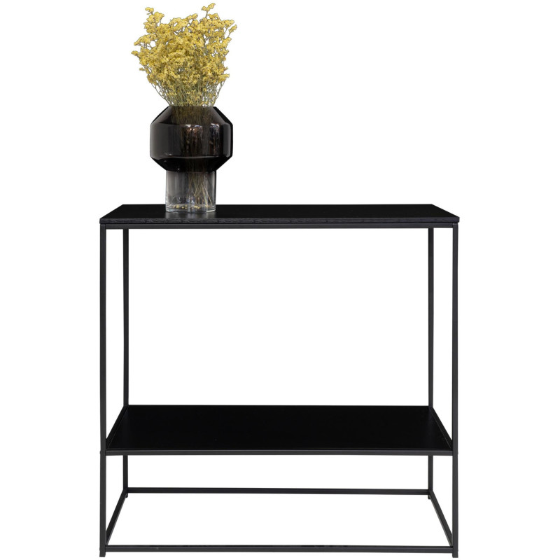 Console moderne Rectangulaire 1 étagère Métal Panneau de particules Feuille de mélamine Noir Vita 