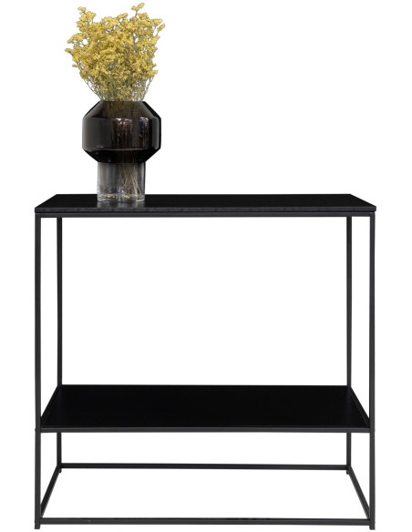 Console moderne Rectangulaire 1 étagère Métal Panneau de particules Feuille de mélamine Noir Vita 