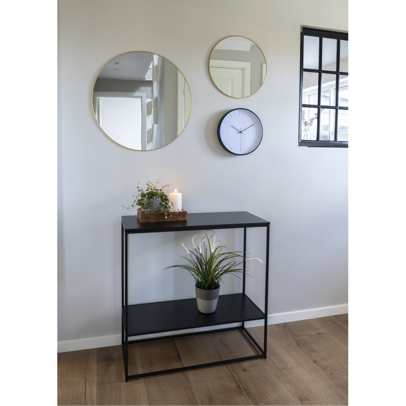 Console moderne Rectangulaire 1 étagère Métal Panneau de particules Feuille de mélamine Noir Vita 