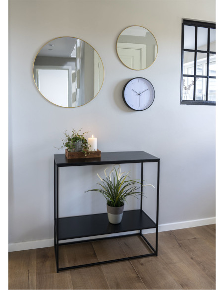 Console moderne Rectangulaire 1 étagère Métal Panneau de particules Feuille de mélamine Noir Vita 