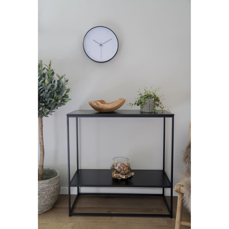 Console moderne Rectangulaire 1 étagère Métal Panneau de particules Feuille de mélamine Noir Vita 