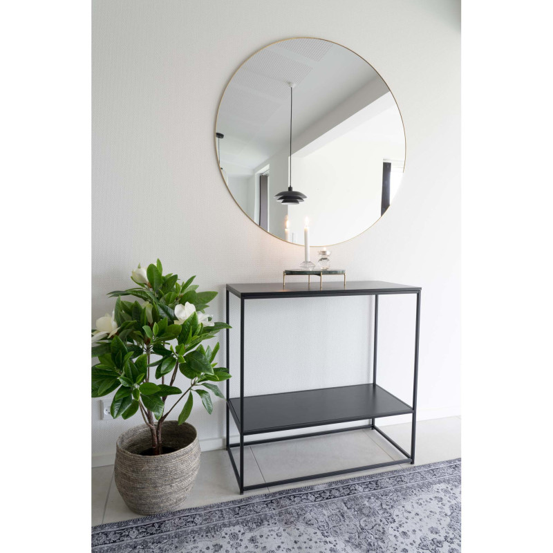 Console moderne Rectangulaire 1 étagère Métal Panneau de particules Feuille de mélamine Noir Vita 