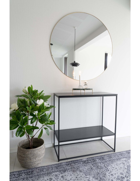 Console moderne Rectangulaire 1 étagère Métal Panneau de particules Feuille de mélamine Noir Vita 