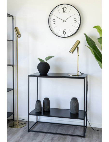 Console moderne Rectangulaire 1 étagère Métal Panneau de particules Feuille de mélamine Noir Vita 