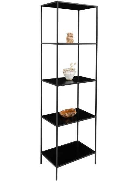 Étagère moderne 5 niveaux Métal Panneau de particules Feuille de mélamine Noir Vita 