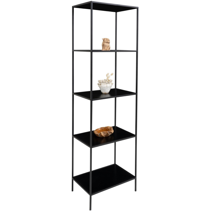 Étagère moderne 5 niveaux Métal Panneau de particules Feuille de mélamine Noir Vita 