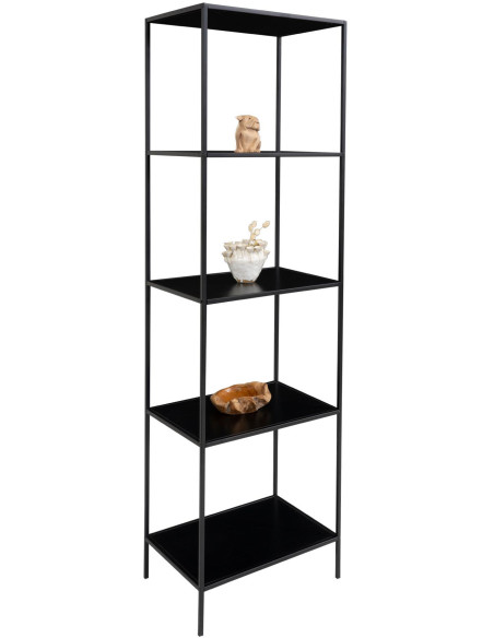 Étagère moderne 5 niveaux Métal Panneau de particules Feuille de mélamine Noir Vita 