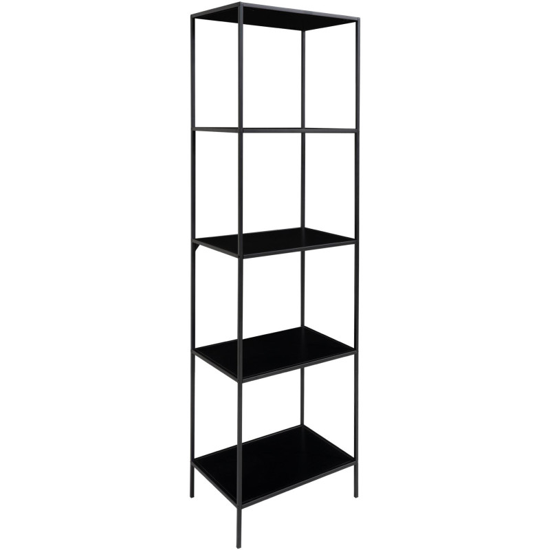Étagère moderne 5 niveaux Métal Panneau de particules Feuille de mélamine Noir Vita 