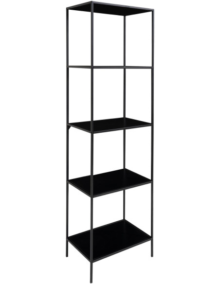 Étagère moderne 5 niveaux Métal Panneau de particules Feuille de mélamine Noir Vita 