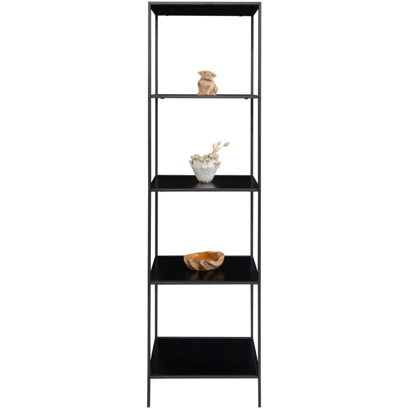 Étagère moderne 5 niveaux Métal Panneau de particules Feuille de mélamine Noir Vita 