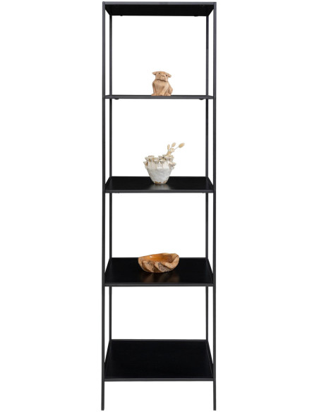 Étagère moderne 5 niveaux Métal Panneau de particules Feuille de mélamine Noir Vita 