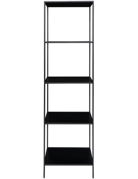 Étagère moderne 5 niveaux Métal Panneau de particules Feuille de mélamine Noir Vita 
