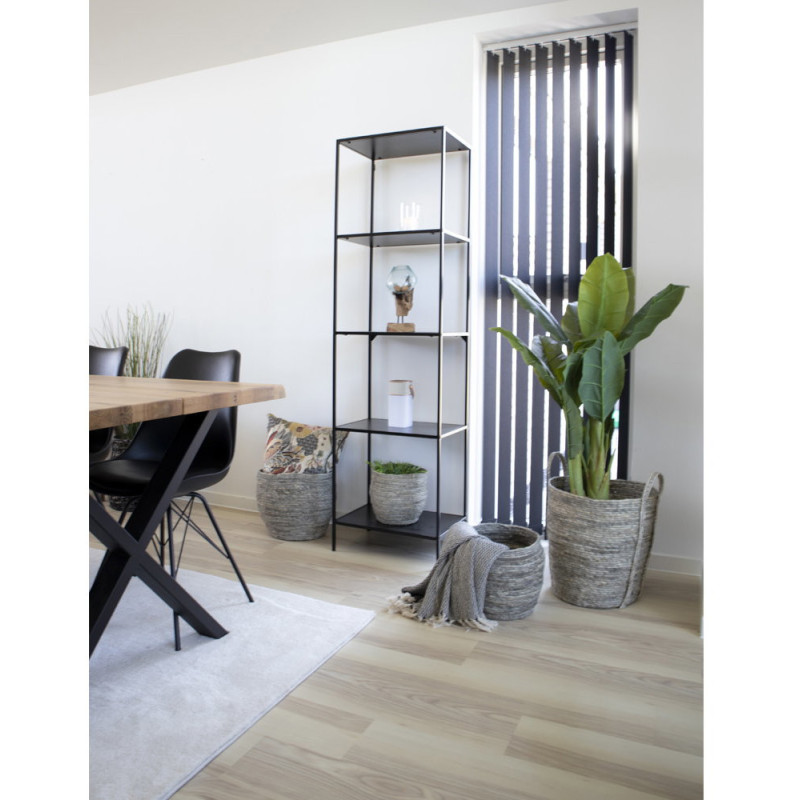 Étagère moderne 5 niveaux Métal Panneau de particules Feuille de mélamine Noir Vita 