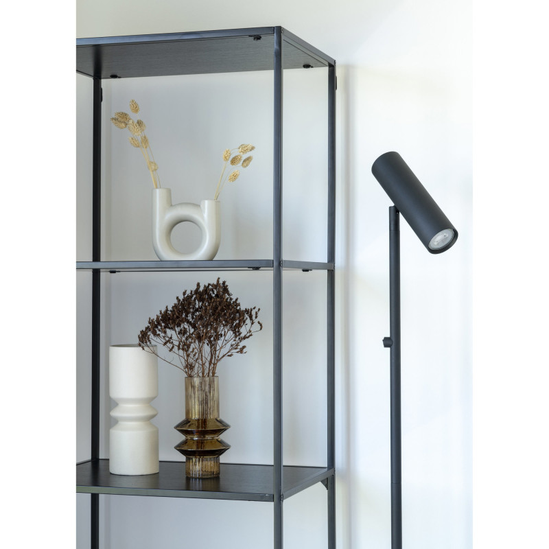 Étagère moderne 5 niveaux Métal Panneau de particules Feuille de mélamine Noir Vita 