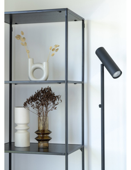 Étagère moderne 5 niveaux Métal Panneau de particules Feuille de mélamine Noir Vita 
