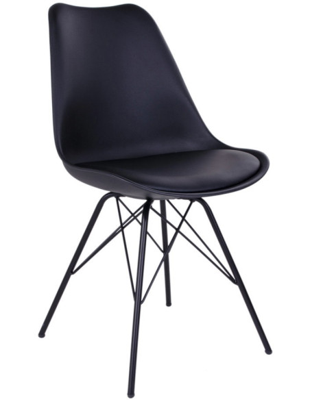 Chaise moderne Plastique moulé Polyuréthane Métal Noir Oslo (Lot de 2) 