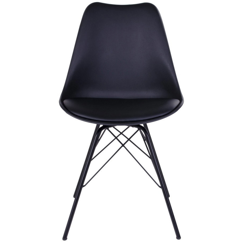Chaise moderne Plastique moulé Polyuréthane Métal Noir Oslo (Lot de 2) 