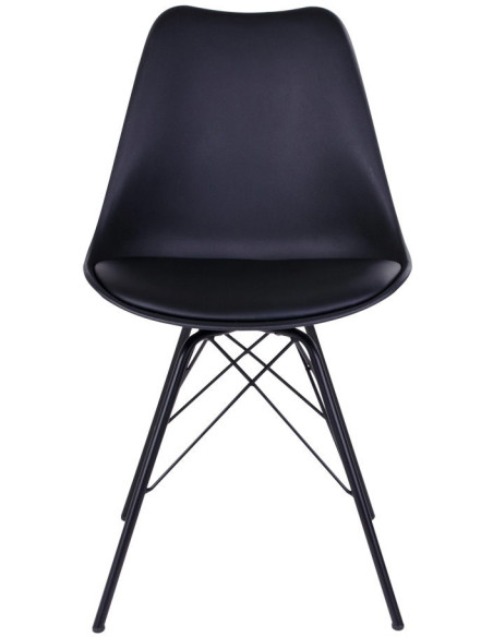 Chaise moderne Plastique moulé Polyuréthane Métal Noir Oslo (Lot de 2) 