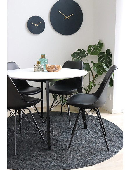 Chaise moderne Plastique moulé Polyuréthane Métal Noir Oslo (Lot de 2) 