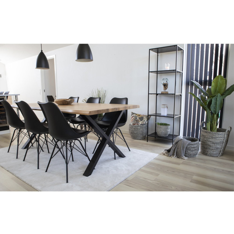 Chaise moderne Plastique moulé Polyuréthane Métal Noir Oslo (Lot de 2) 