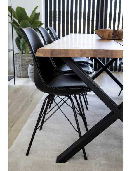 Chaise moderne Plastique moulé Polyuréthane Métal Noir Oslo (Lot de 2) 