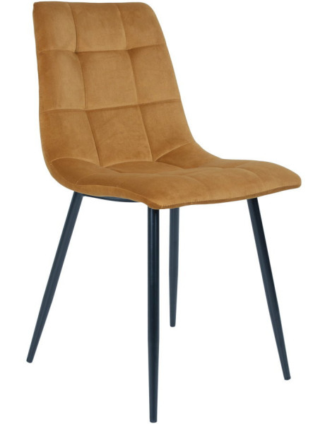 Chaise moderne matelassée Velours Jaune moutarde Métal Noir Middelfart (Lot de 2) House Nordic - 1