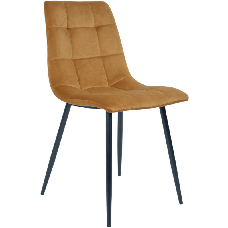 Chaise moderne matelassée Velours Jaune moutarde Métal Noir Middelfart (Lot de 2) House Nordic - 1