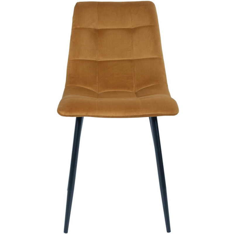 Chaise moderne matelassée Velours Jaune moutarde Métal Noir Middelfart (Lot de 2) House Nordic - 2