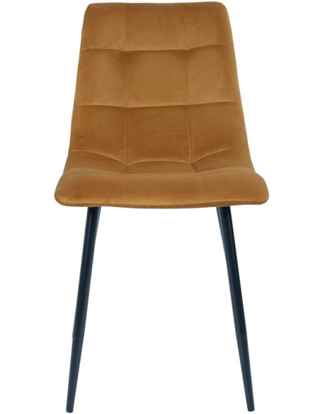Chaise moderne matelassée Velours Jaune moutarde Métal Noir Middelfart (Lot de 2) House Nordic - 2