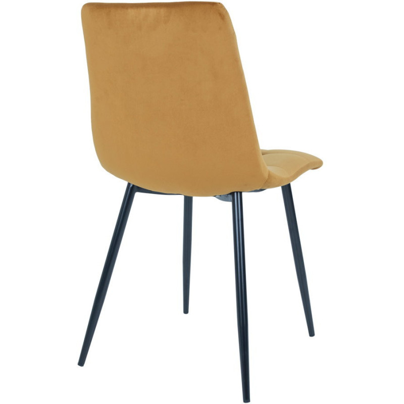 Chaise moderne matelassée Velours Jaune moutarde Métal Noir Middelfart (Lot de 2) House Nordic - 4