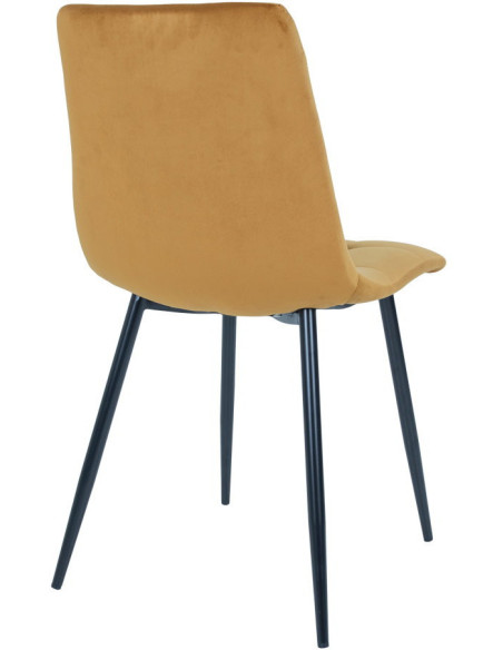 Chaise moderne matelassée Velours Jaune moutarde Métal Noir Middelfart (Lot de 2) House Nordic - 4