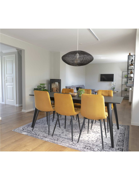 Chaise moderne matelassée Velours Jaune moutarde Métal Noir Middelfart (Lot de 2) House Nordic - 11